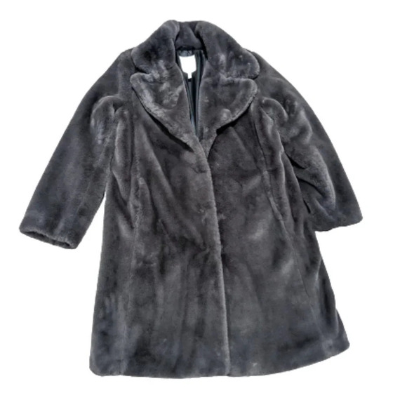 Avec Les Filles Faux Fur Coat Grey Oversized Teddy Coat Size Medium - Picture 1 of 11